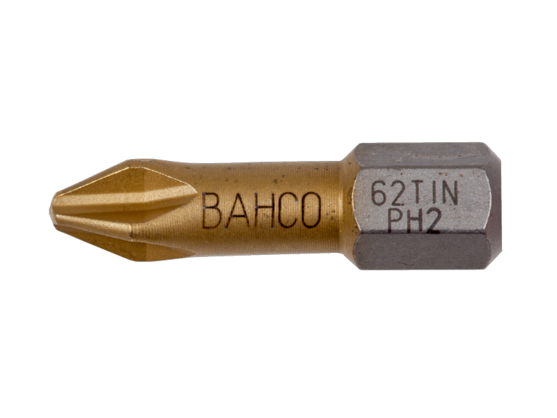 TiN bit pro šrouby Phillips, 25 mm BAHCO 62TIN/PH2
